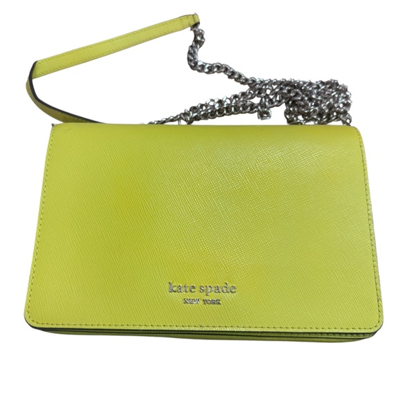Kate Spade Lime Green Crossbody with Silver Chain - Picture 2 of 6